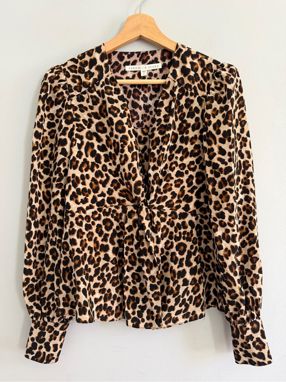 Veronica Beard Stretch Silk Payton Leopard Print Blouse Size 0